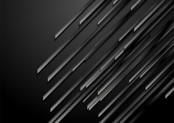 Black glossy stripes abstract tech geometric background. Vector design