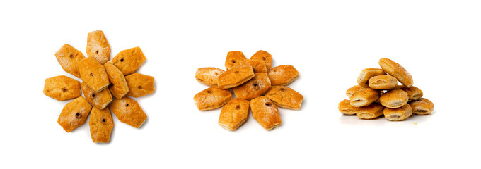 Small Italian Puff Pastry Isolated. Puff Pastries Biscuits, Mini Sweet Bakery