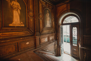 Entrance hall in old abandoned mansion