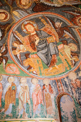 Old frescos in Cross Church in Cappadocia Turkey