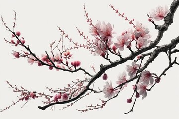 Pink and White Cherry Blossom Branch