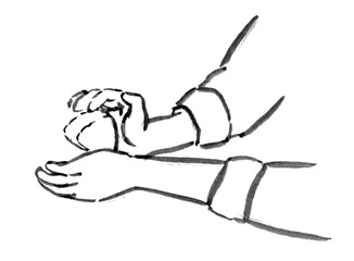 おにぎりをにぎる手のイラスト　onigiri illustration