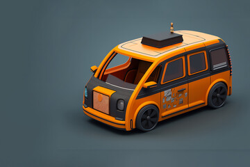 Driverless Autonomous Vehicle. Futuristic Self-Driving taxi car or shuttle bus. generative ai. copy space.