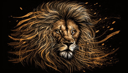 lion tiger head animal zoo illustration Generative AI, Generativ, KI