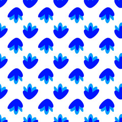 Seamless vector pattern of vibrant blue flower