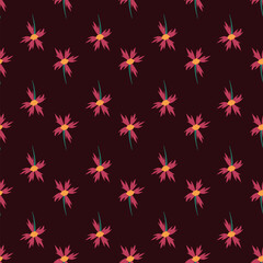 Pattern of red flower with yellow petal