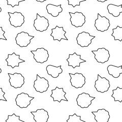 Monochrome vector seamless pattern of star and cloud speech bubbles for web sites and polygraphy