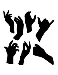 Hand sign silhouettes 
