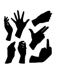 Hand sign silhouettes 