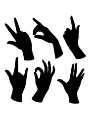 Male and female hand sign silhouettes 