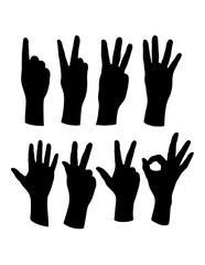 Hand sign silhouettes 