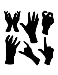 Hand sign silhouettes 