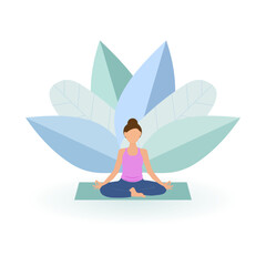 Yoga, fitness, meditation classes. Vector illustration.