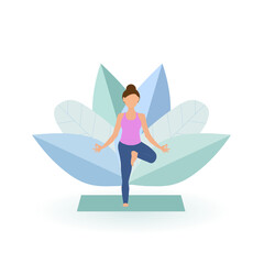 Yoga, fitness, meditation classes. Vector illustration.