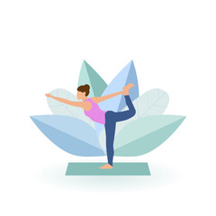 Yoga, fitness, meditation classes. Vector illustration.