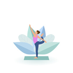 Yoga, fitness, meditation classes. Vector illustration.