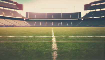 Fototapeta na wymiar American football field with marking lines. Generative Ai