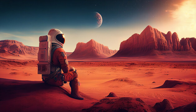 Astronaut in the desert. Generative Ai