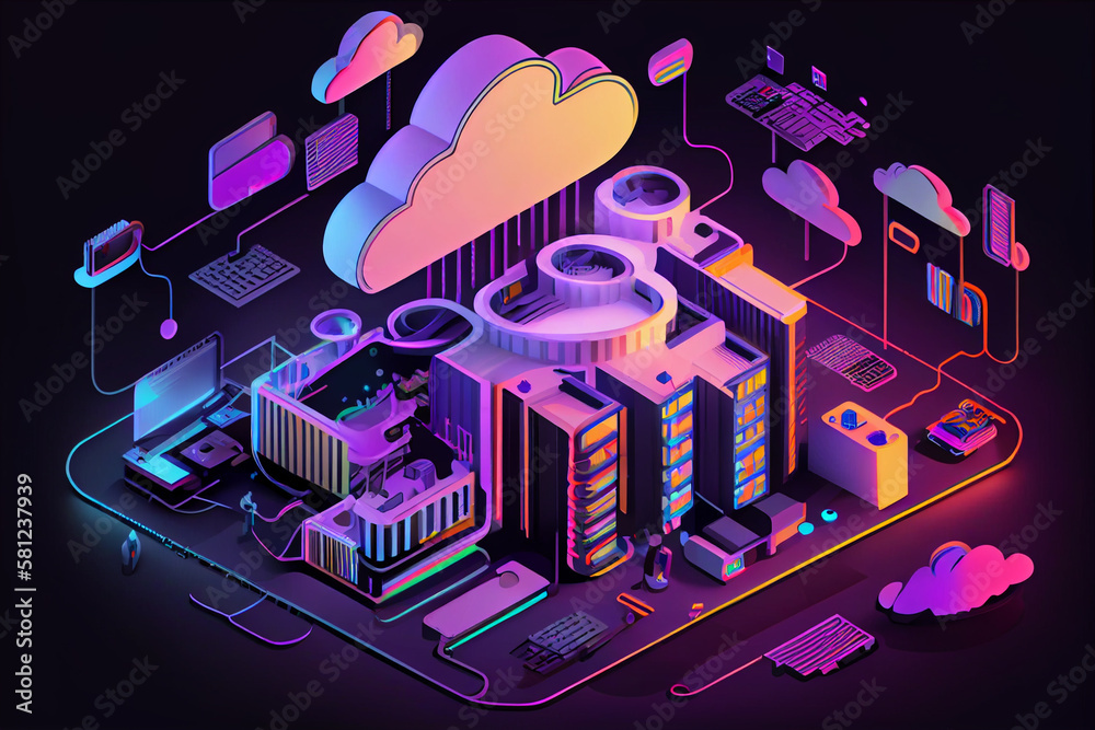 Wall mural cloud computing technology concept. generative ai