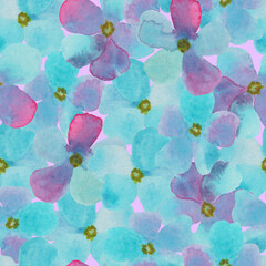 Fototapeta na wymiar floral dense pink blue seamless pattern