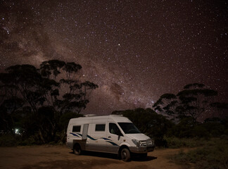 Camping at night in the remote outback of Queensland, Australia.
