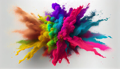 Fototapeta na wymiar Explosion of colored powder mixed. Generative Ai