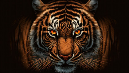 tiger in the nature zoo animal illustration Generative AI, Generativ, KI
