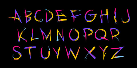 Alphabet in graffiti style. Trendy alphabet. Graphic font for your design. Vector EPS 10 © Maximlacrimart