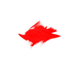 Abstract red paint stroke on white backdrop for art concept