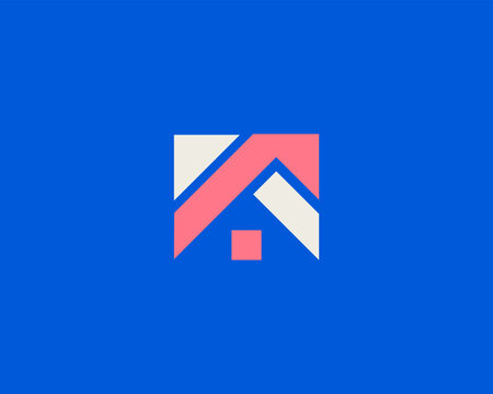 Abstract geometric house logo. Creative arrows icon. Home building logotype. Vector illustration.