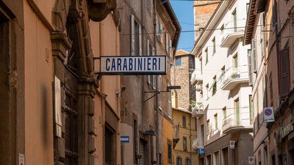 Fototapeta na wymiar Carabinieri sign in the street in siena , italy