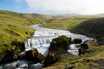 Hestavadsfoss waterfall along the Fimmvorduhals trail in southern Iceland