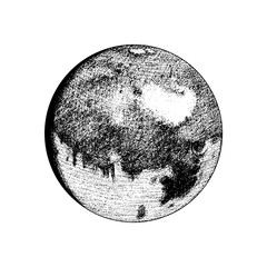 Mars Planet. Astronomical galaxy space. Engraved hand drawn in old sketch, vintage style for label. © artbalitskiy