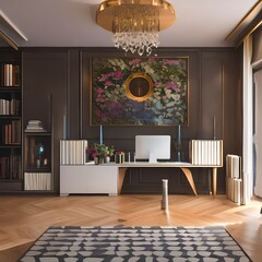 A living room with a big TV and a computer2, Generative AI