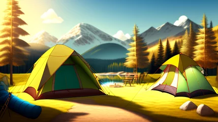  テント　キャンプ　イラスト　イメージ　挿絵　ソロキャンプ　屋外Tent camp illustration image illustration solo camp outdoor © sunafe