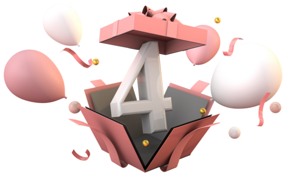 Pink number 4 a happy birthday celebration