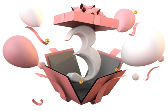 Pink number 3 a happy birthday celebration