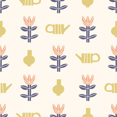 Seamless pattern with abstract flowers