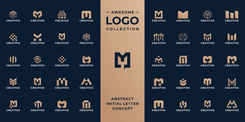 collection of initial letter m logo design template. - obrazy, fototapety, plakaty