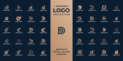 Collection of letter D digital logo design.