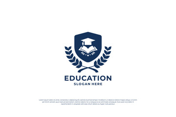 Education logo design. University emblem template. - obrazy, fototapety, plakaty