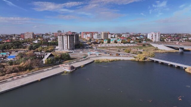 Panorama Of The City Of Kostanay In Kazakhstan, Aerial View