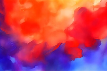 Colorful abstract watercolor background - Smoke pattern in red, orange,  and indigo