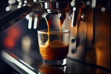 Foto op Plexiglas Coffee machine making a cappuccino in a cup.generative  ai © S...