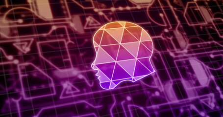 Image of digital head over network of connections