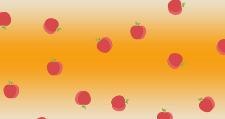 Image of apple icons over orange background