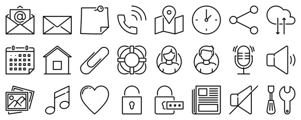 Line icons about interface set 2 on transparent background with editable stroke.