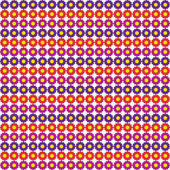 A pattern of colorful flowers on a white background.