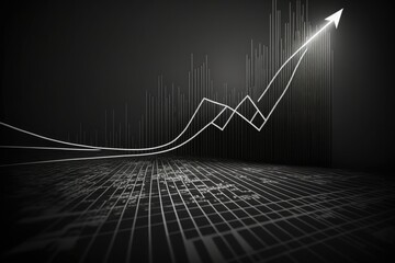 Naklejka premium A financial chart with arrow moving up, straight lines Generative AI