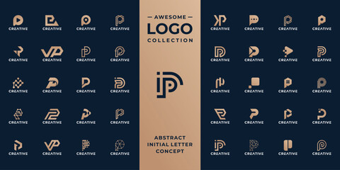 unique initial P logo design collection. - obrazy, fototapety, plakaty